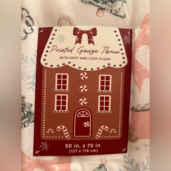 Printed Christmas Gauze Throw Blanket – Soft Plush Lined – 50x70 – NEW - Picture 3 of 8